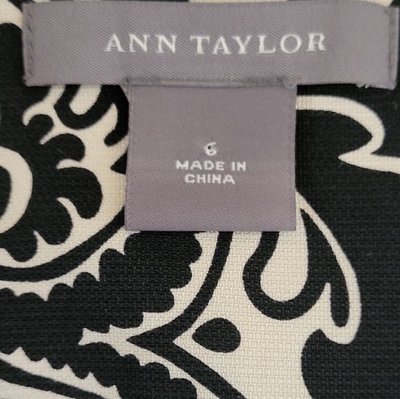 Ann Taylor Black/White Paisley Print Silk Skirt Medium - Picture 5 of 6